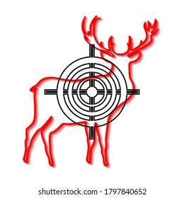 Deer y destino en fondo blanco, signo para diseño, ilustración vectorial