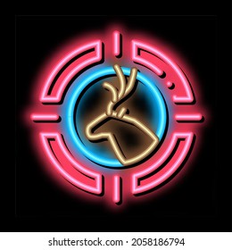 Vector de señal de luz de neón orientado a ciervos. Icono brillante símbolo Deer Targeting. ilustración de símbolo transparente