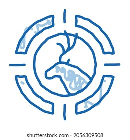 Deer Targeting sketch icon vector. Hand drawn blue doodle line art Deer Targeting sign. isolated symbol illustration
