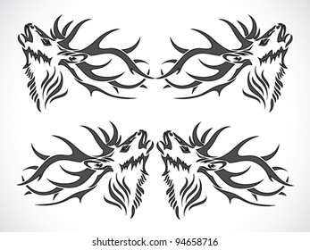 deer tattoo - vector illustration