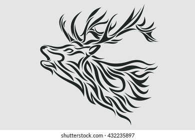 Deer Tattoo Vector Tribal Style