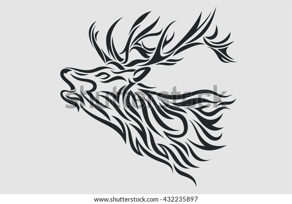 Deer Tattoo Vector Tribal Style Stock Vector (Royalty Free) 432235897