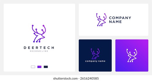 Deer tech logo design line head