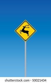 Deer traffic warning on a blue graduated sky