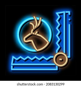 Hirschfalle-Tool Neon Leuchtzeichen Vektor. Leuchtendes Symbol Hirschfalle-Tool Zeichen. transparente Symbolillustration