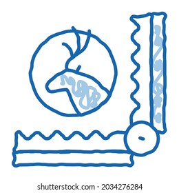 El vector del icono de esbozo de la herramienta de trampa de cierres. Letrero de la línea de doodle azul dibujado a mano de la herramienta de trampa de ciervos. ilustración de símbolo aislado