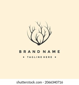 Deer tree antlers logo design.