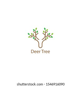 Deer Tree Leaves Forest Logo Vector icon