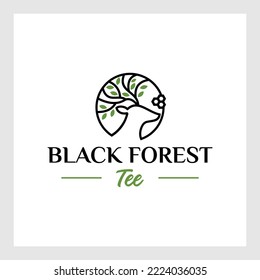 Deer Tree Leaves Forest Logo Vector icon.