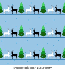 Deer and tree seamless pattern. Fashion graphic background design. Modern stylish abstract texture for holiday. Colorful template for prints, textiles, wrapping, wallpaper, etc. Vector illustration.