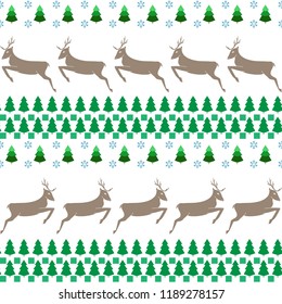 Deer and tree seamless pattern. Fashion graphic background design. Modern stylish abstract texture for holiday. Colorful template for prints, textiles, wrapping, wallpaper, etc. Vector illustration.