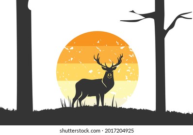 deer and tree vector format  editable file 