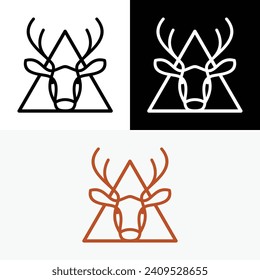 Deer Triangle Antler Emblem Logo
