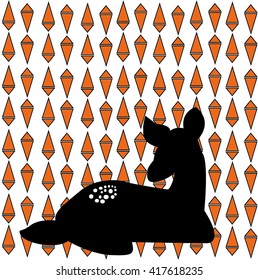 deer triangle background deer silhouette black you can uce it for background , card , print for your clothes , wallpaper fills, phone screen on vector illustration