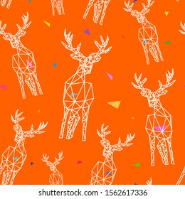 Deer triangle shape seamless pattern backgrounds. Wrapping paper template. Polygonal design illustration.