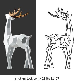 Deer from triangles. Low poly deer. Illustration in a flat style.