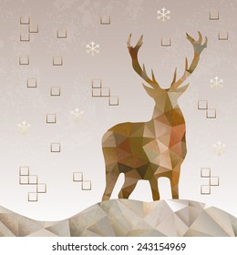 deer triangles snowflakes vector illustration