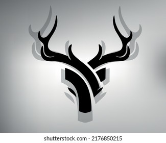 deer tribal tattoo sketch. deer logo. vector drawing deer head with big antlers
