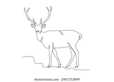 A deer turned to the side. Deer one-line drawing