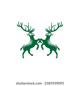 deer twins icon logo design illustration