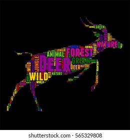 Deer Typography word cloud colorful Vector illustration