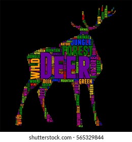 Deer Typography Word Cloud Colorful Vector Stock Vector (Royalty Free ...