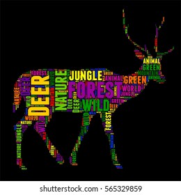 Deer Typography word cloud colorful Vector illustration