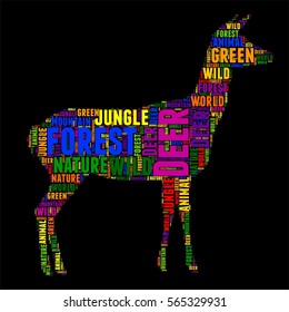 Deer Typography word cloud colorful Vector illustration