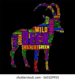 Deer Typography word cloud colorful Vector illustration