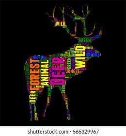 Deer Typography word cloud colorful Vector illustration