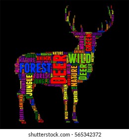 Deer Typography word cloud colorful Vector illustration