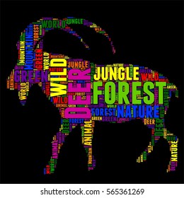 Deer Typography word cloud colorful Vector illustration