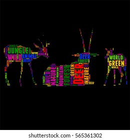 Deer Typography word cloud colorful Vector illustration