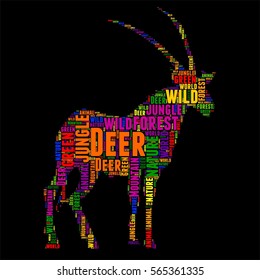 Deer Typography word cloud colorful Vector illustration