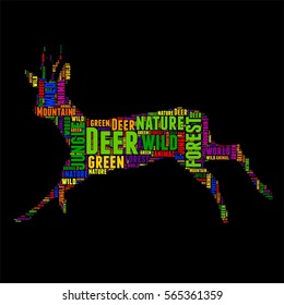 Deer Typography word cloud colorful Vector illustration