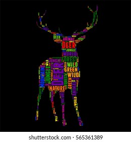 Deer Typography word cloud colorful Vector illustration