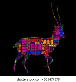 Deer Typography word cloud colorful Vector illustration