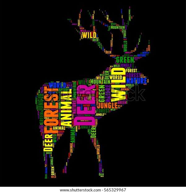 Deer Typography Word Cloud Colorful Vector Stock Vector (Royalty Free ...
