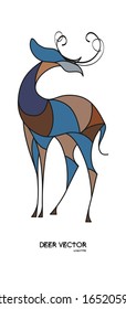 línea coloreada de diseño de plantilla de logotipo de vecot de ciervo