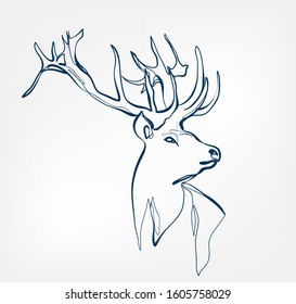  deer vector animal wild one line design