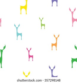 Deer vector art background design for fabric and decor. Seamless pattern
