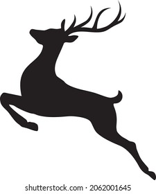 Deer. Vector art. Black silhouette.