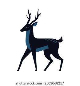 Deer vector art illustration isolated on white background.