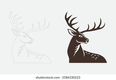 Deer vector art Illustration Isolated on white background
