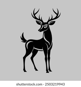 Deer vector art silhouette illustration.