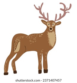 deer in vector. artiodactyl mammal. fishing line beast. Template for logo poster icon for application website. A series of animal images in flat style