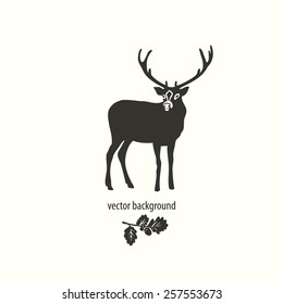 Deer vector badge. Oak branch.