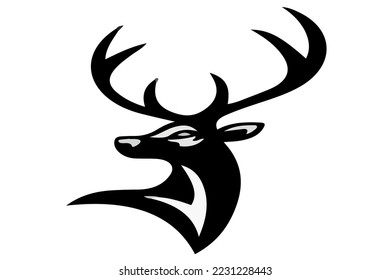 Deer vector wıth hırn black and whıte