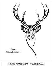 Deer vector calligraphy logo design