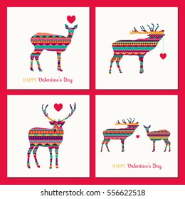 Deer vector cards. Happy Valentine's Day!